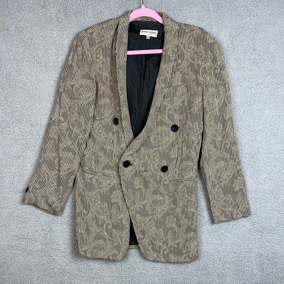 Giorgio Armani  Double-Breasted Blazer Women’s Size 44/10 Tan/ Gray - Picture 6 of 7